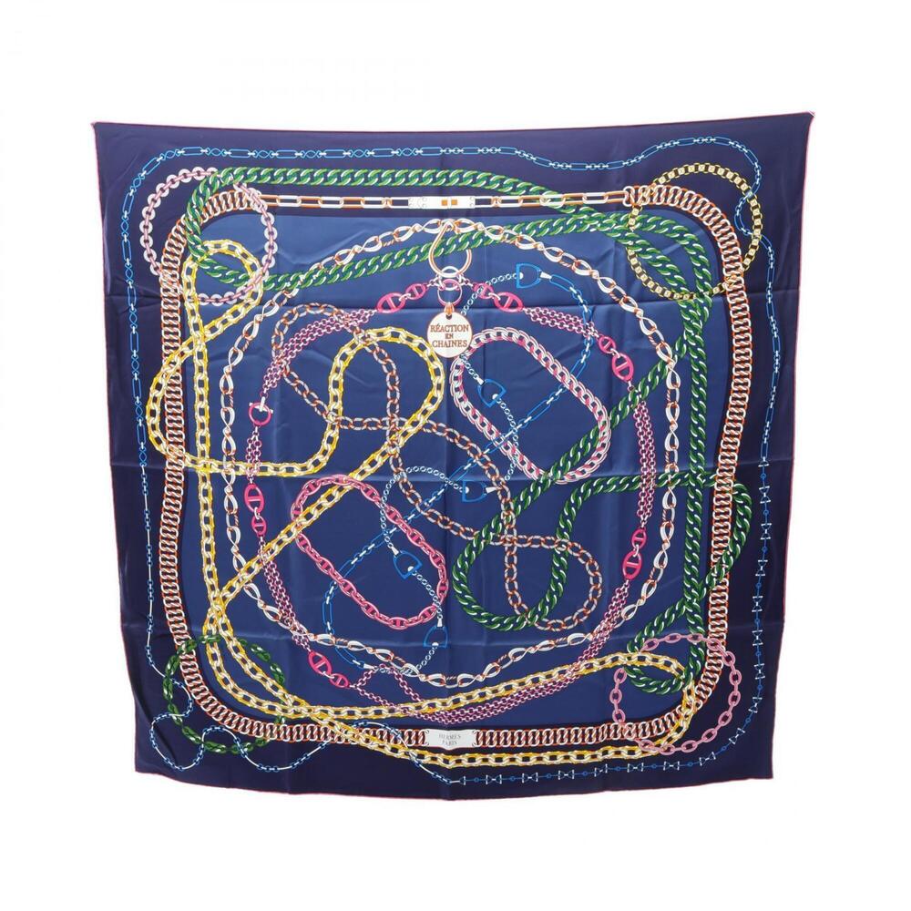 HERMES Blue Silk Scarf - Picture 1 of 7